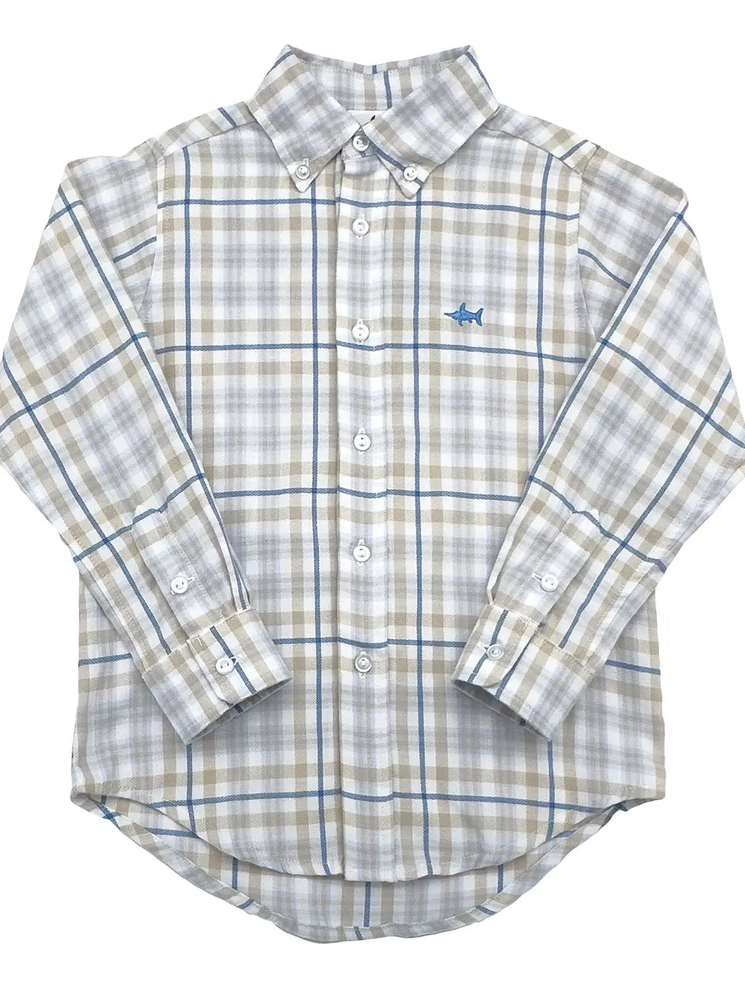 Carter Oxford Shirt Khaki & Blue Plaid