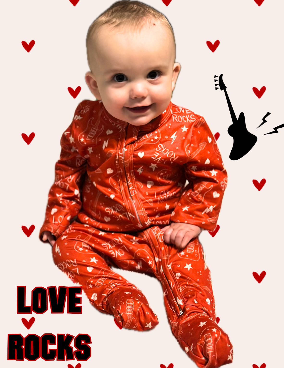 Love Rocks Zipper Onesie