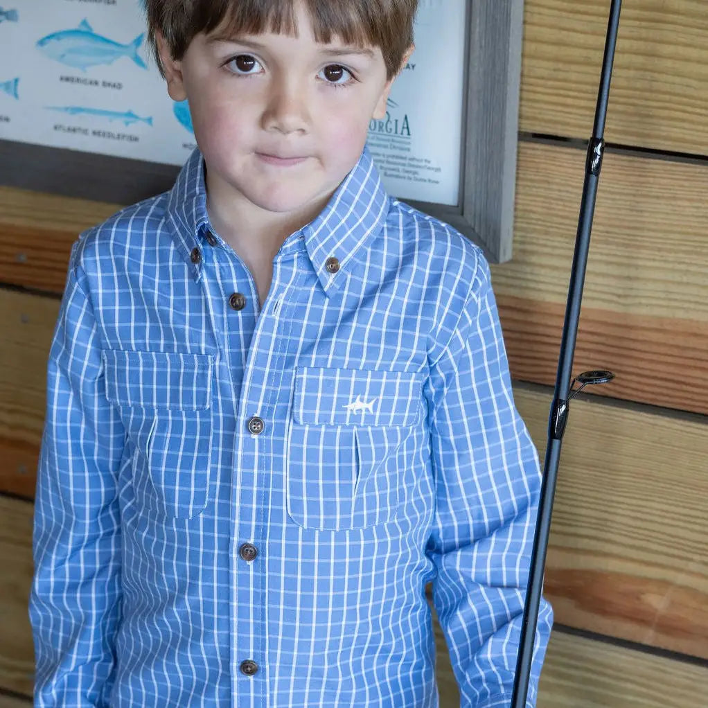 Blue Plaid Flagler Fishing Shirt