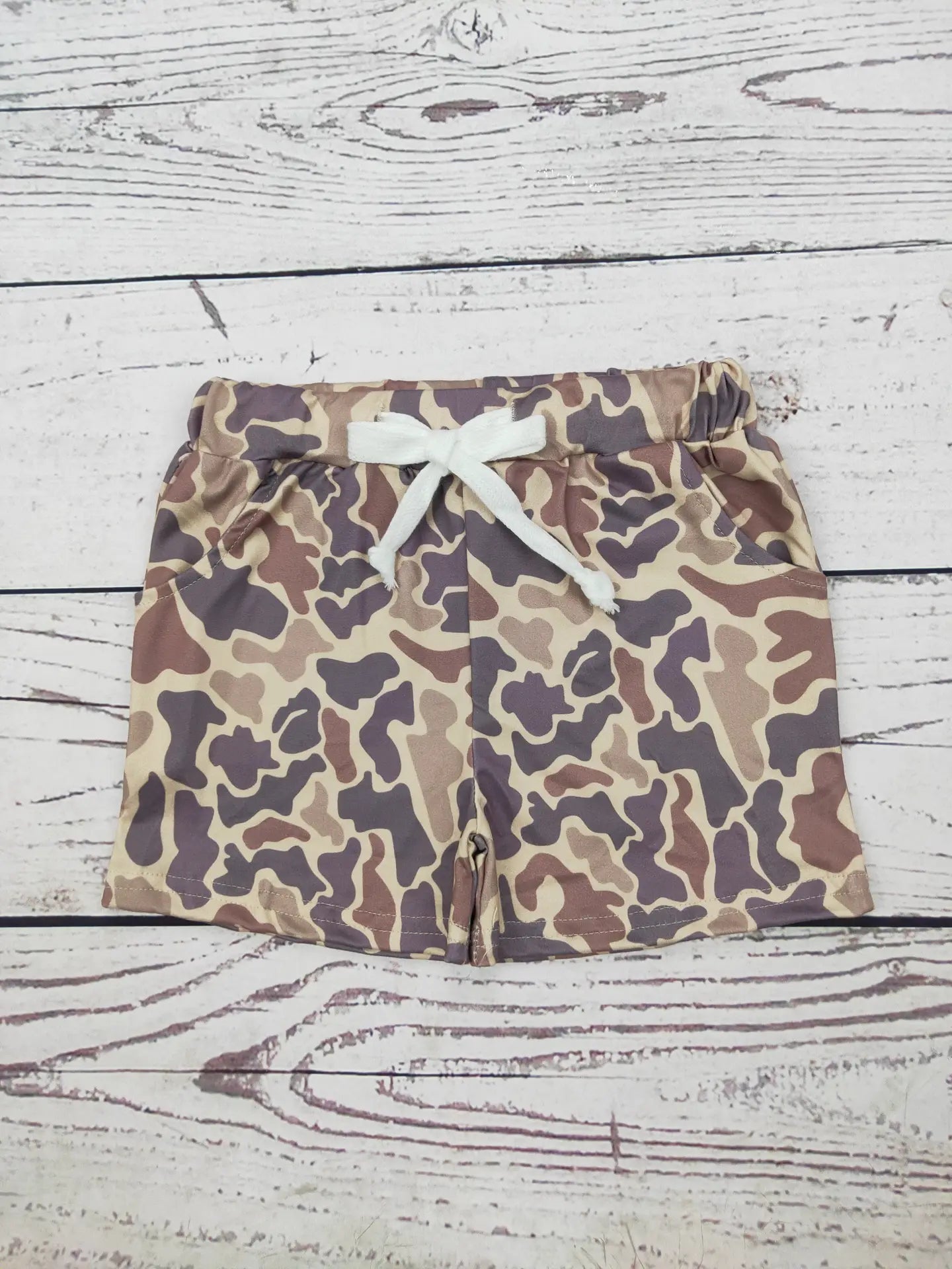 Tan Camo Shorts With Pockets