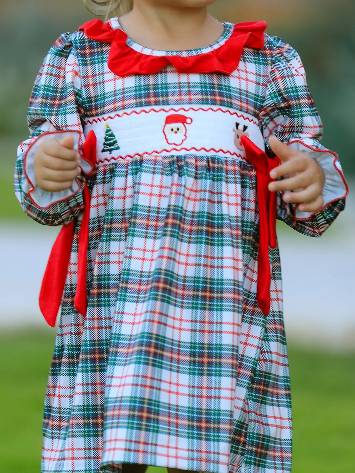 Christmas Embroidery Smocked Dress