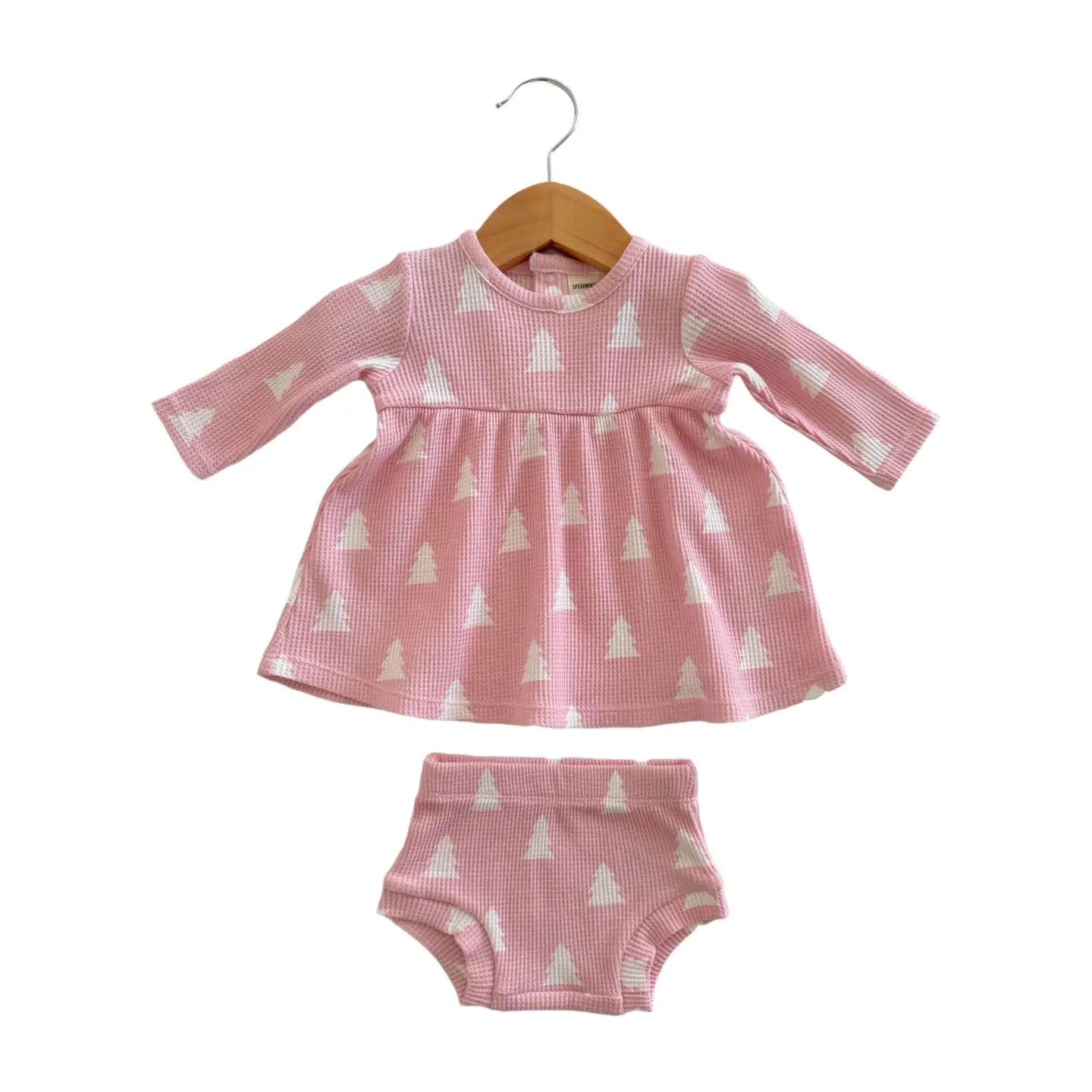 Pink Trees Waffle Knit Diaper Set