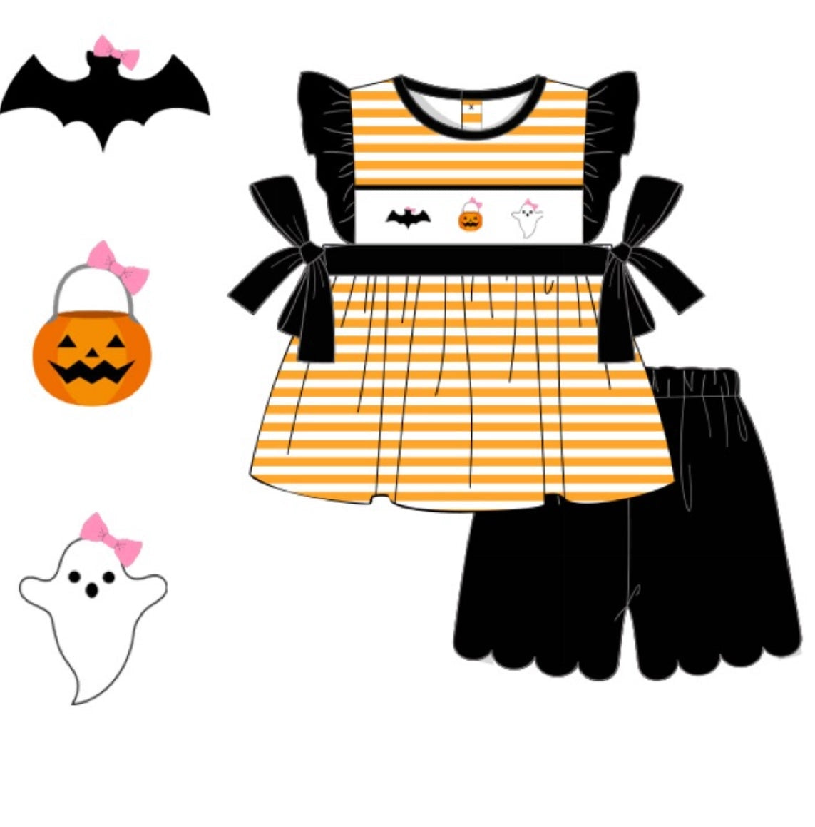 Smocked Halloween Girl Set