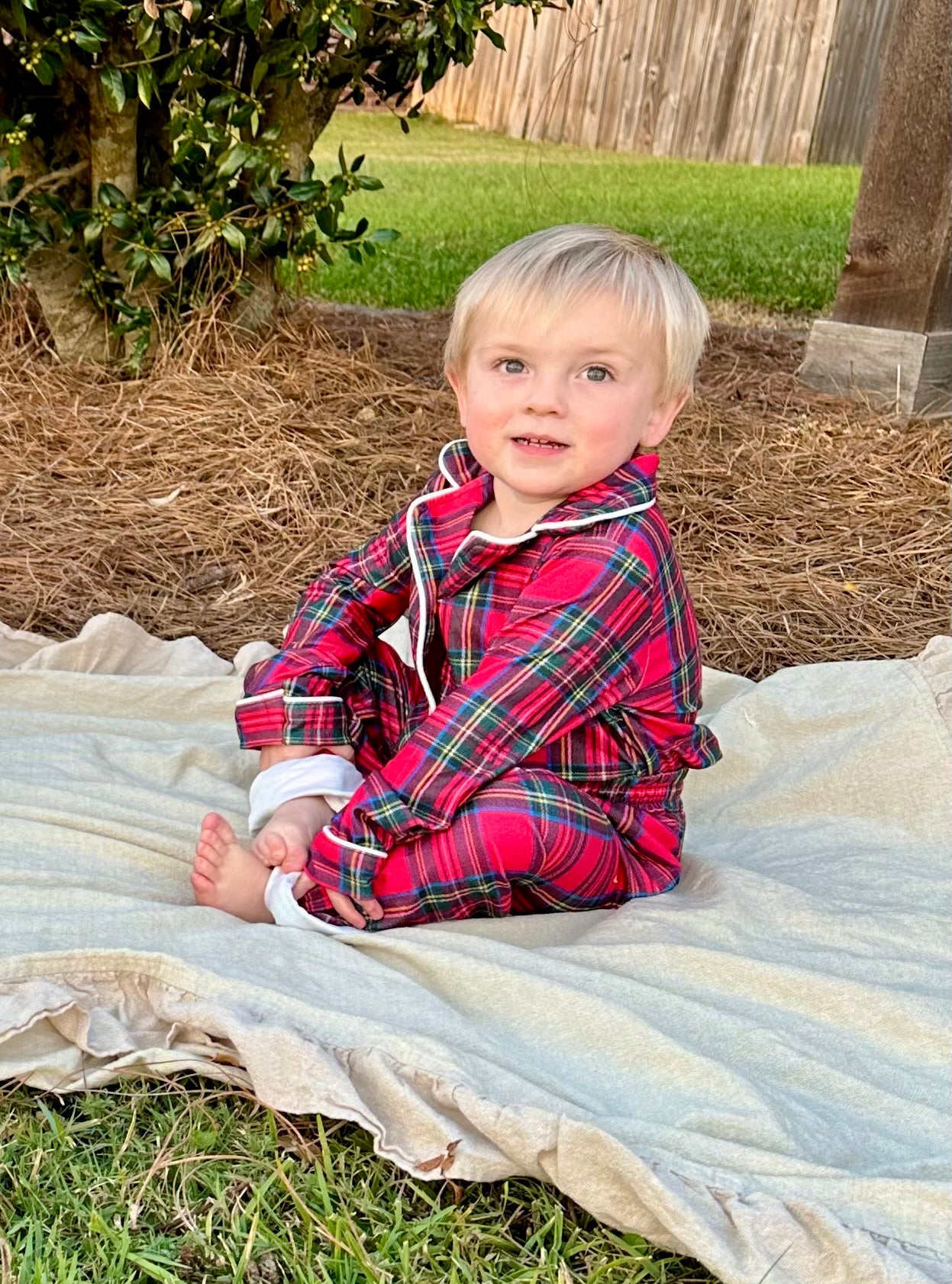 Tartan Plaid Button Down Pajamas