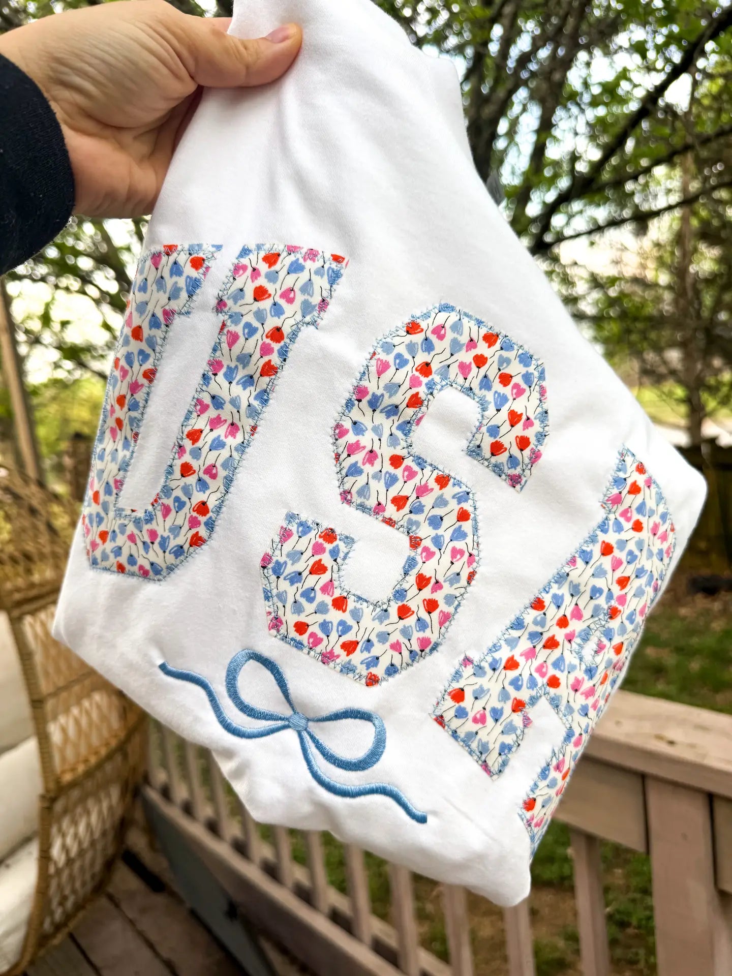 USA Floral Embroidered Tees
