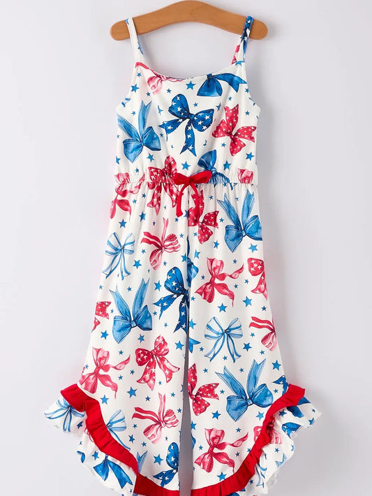 Red, White, & Bows Ruffle Romper