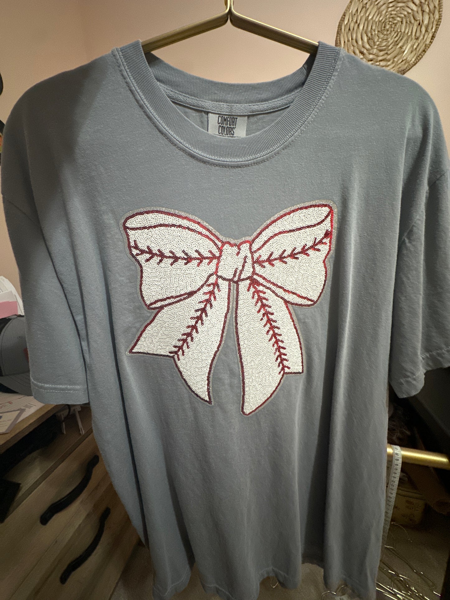 Baseball Sequin Bow CC Tee