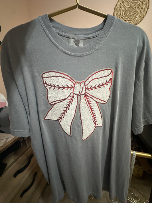 Baseball Sequin Bow CC Tee