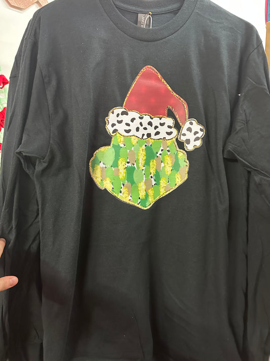 Black Long Sleeve Grinch Tees