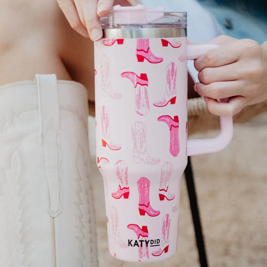 Pink Western Boots Tumbler