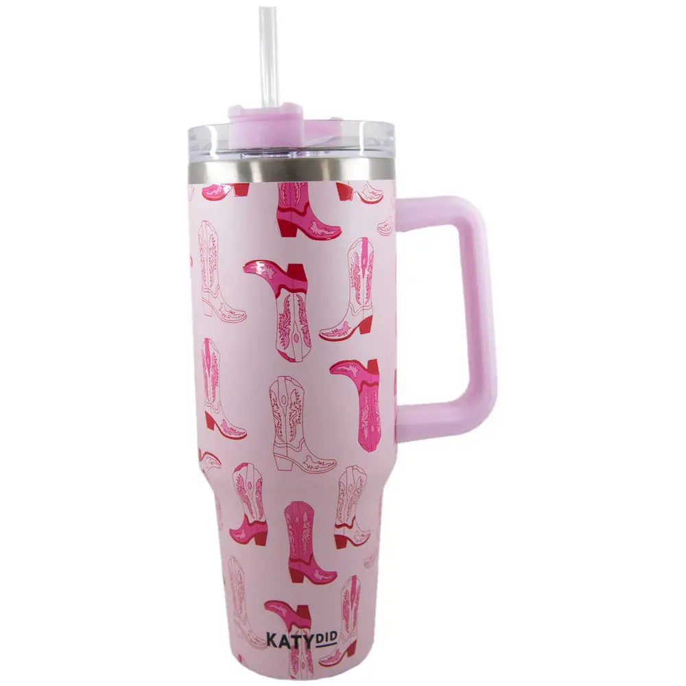 Pink Western Boots Tumbler