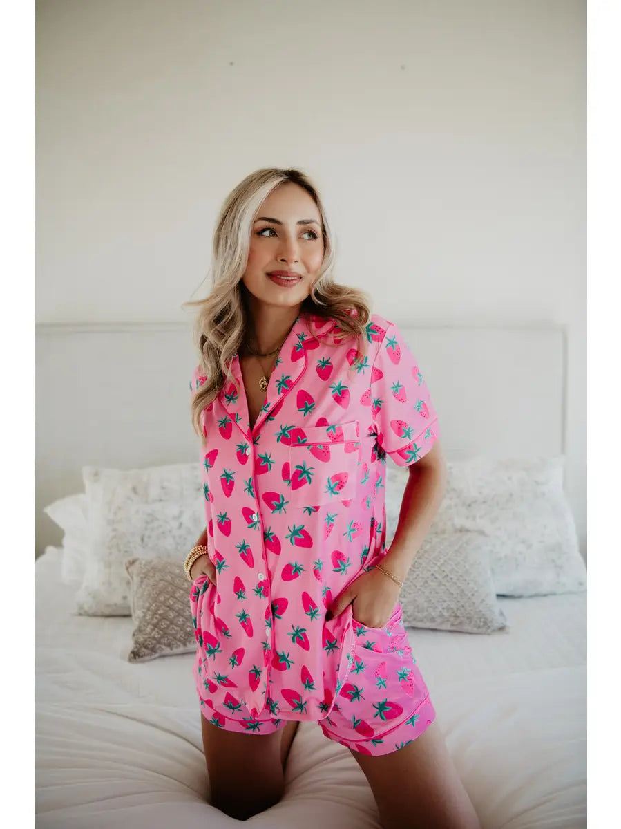 Pink Strawberry Pajamas