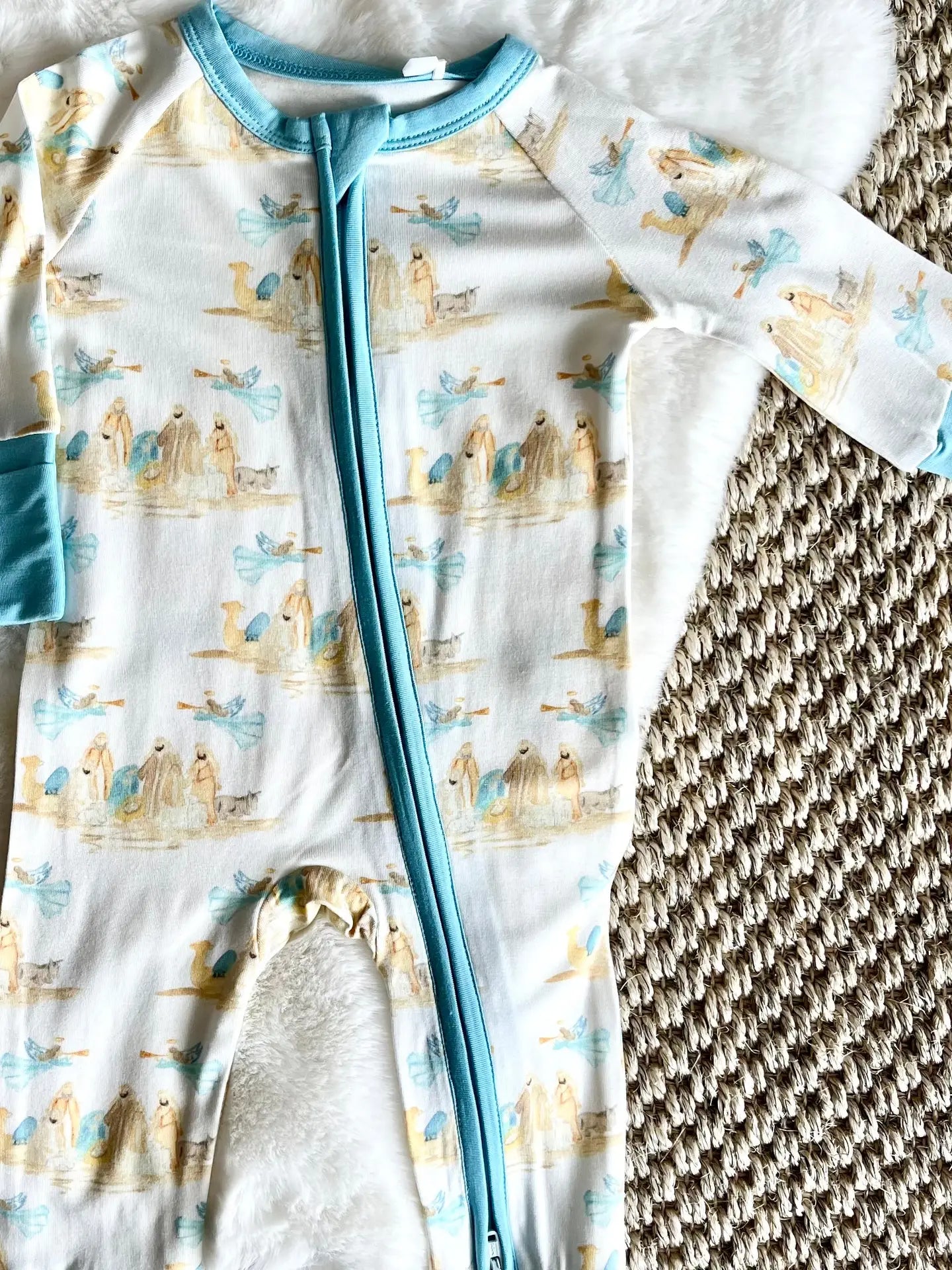 Nativity Bamboo Zipper Onesie