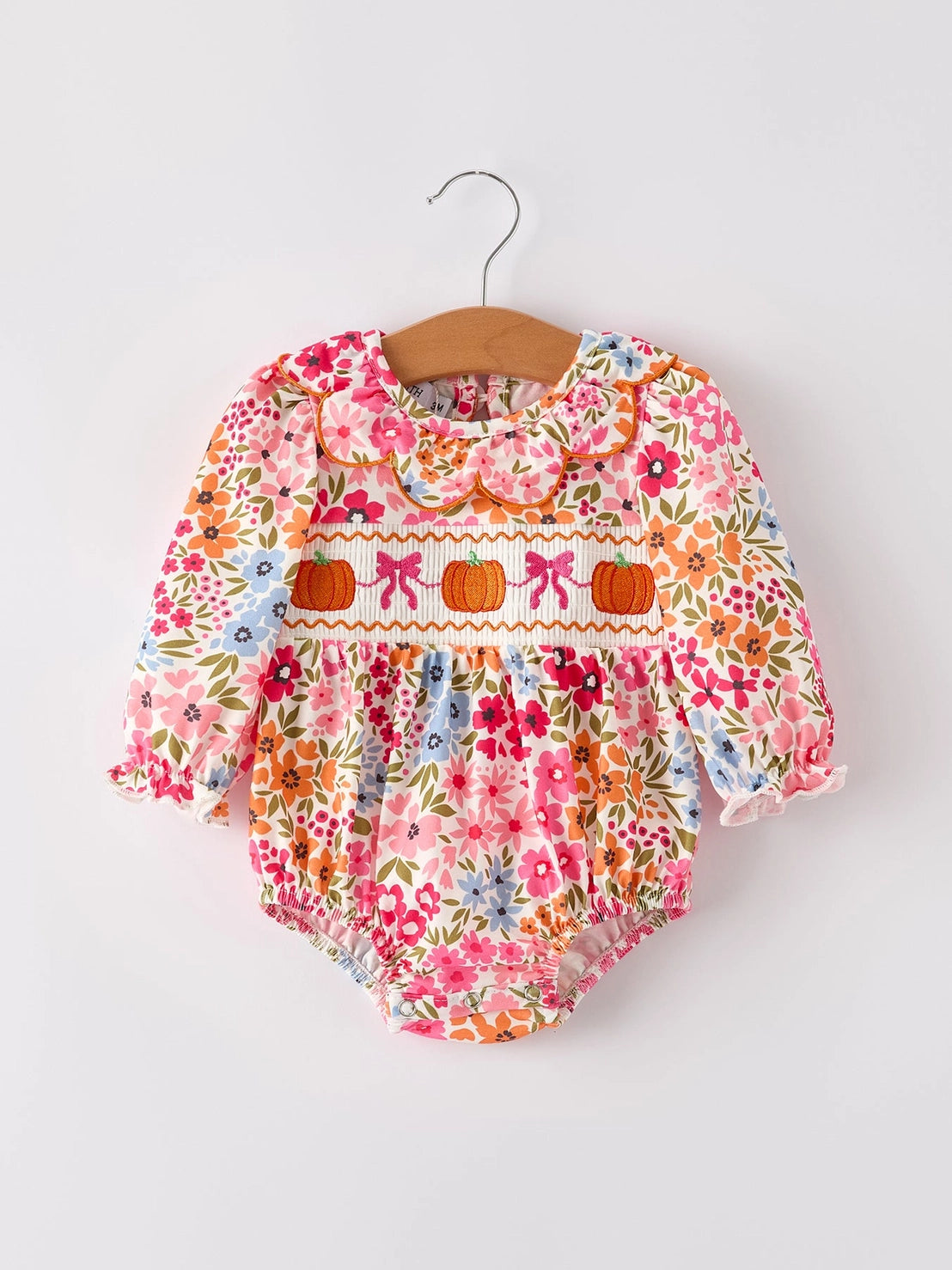 Halloween Pumpkin Floral Smock Bubble
