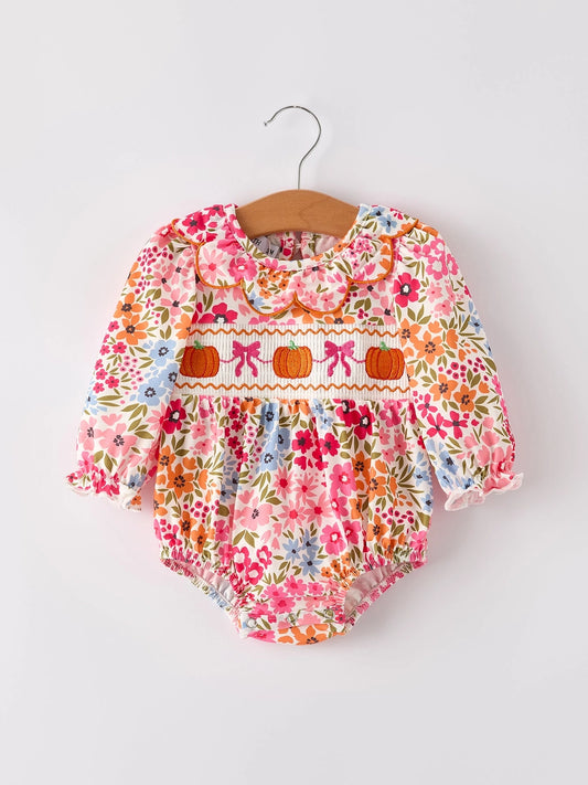 Halloween Pumpkin Floral Smock Bubble