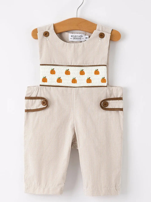Pumpkin Smocked Plaid Jon Jon