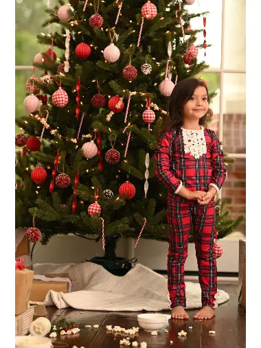 Red Plaid Ruffle 2PC Set with Butt Flap