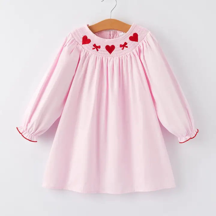 Pink Smocked Valentine Bubble & Dress